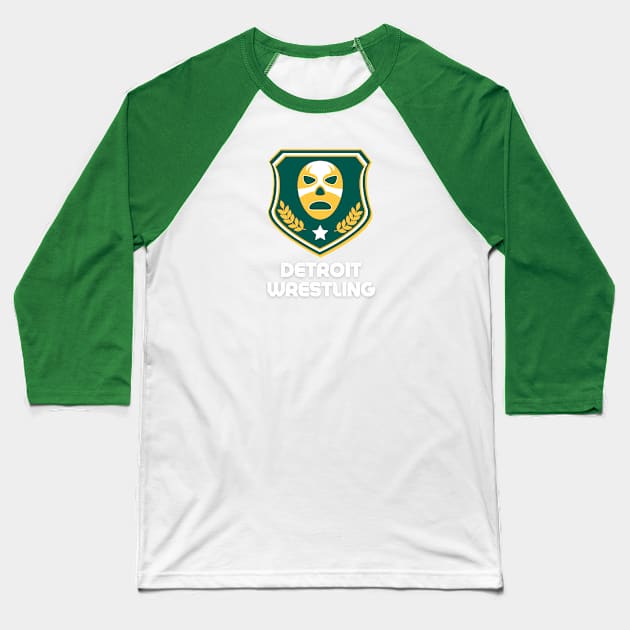 Detroit Wrestling "Warrior Green" Baseball T-Shirt by DDT Shirts